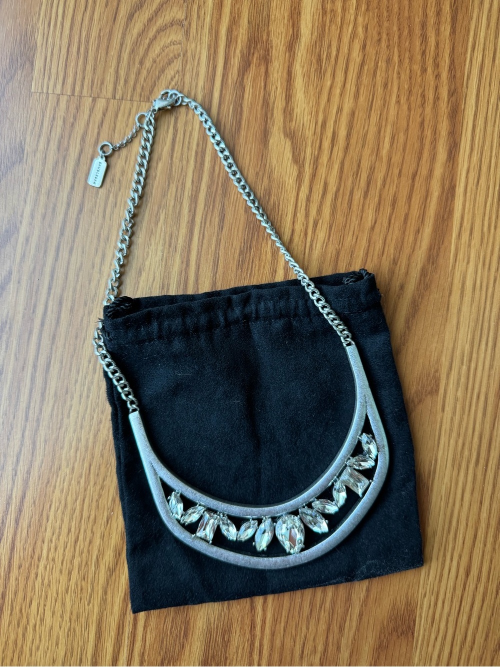 BaubleBar Silver Crystal Bib Statement Necklace